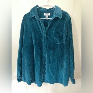 vintage turquoise corduroy button up